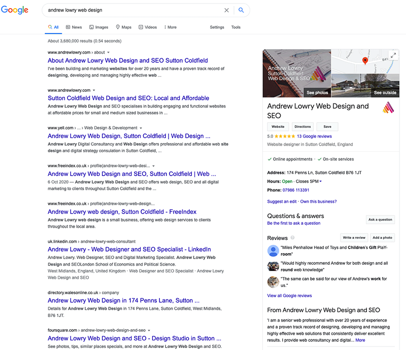 Benefits of Google Business Profile 1 Google Business Profile listing