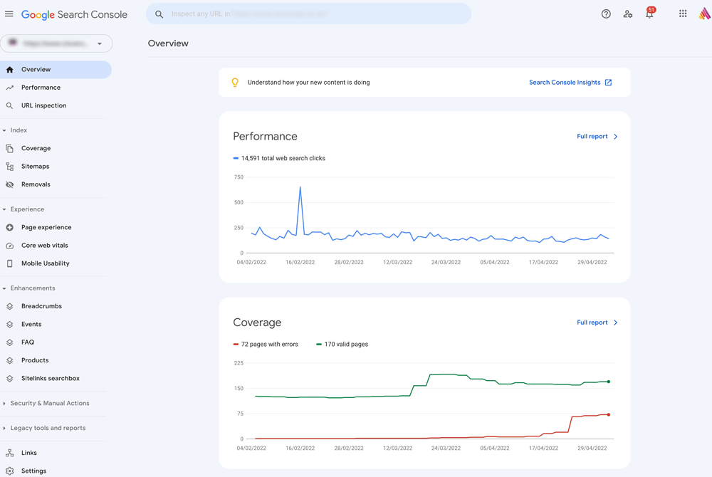 How to Find SEO Quick Wins With Google Search Console 1 Google Search Console dashboard